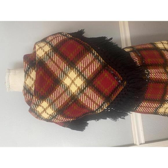 Vintage Women's Knee-Length Plaid Culotte and Black Velvet Top w/ Scarf - Picture 9 of 13